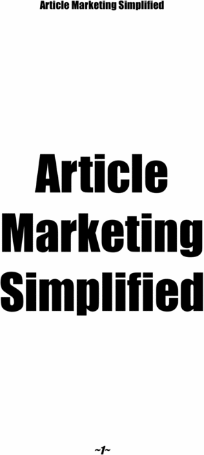 Product picture Article Marketing Simplified